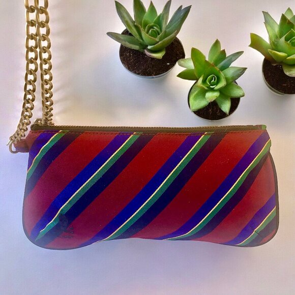 Ralph Lauren Rugby Silk Wristlet Skull & Crossbones Zipper Closure - Picture 14 of 14